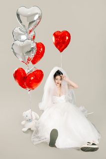 Coser Nnian LOVE Valentine's Special: Enchanting White Dress & Heart Balloons Photoshoot-1