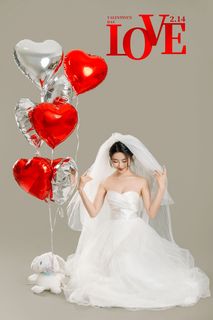 Coser Nnian LOVE Valentine's Special: Enchanting White Dress & Heart Balloons Photoshoot-18