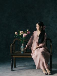Artistic Portrait: Elegant Asian Woman with Lilies-3