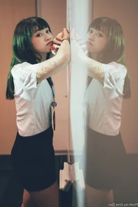 Sophisticated Office Lady Fashion: Ruoying in Elegant White Blouse, Black Pencil Skirt, and Sheer Stockings for a Professional Corporate Look-31