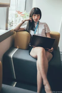Sophisticated Office Lady Fashion: Ruoying in Elegant White Blouse, Black Pencil Skirt, and Sheer Stockings for a Professional Corporate Look-33