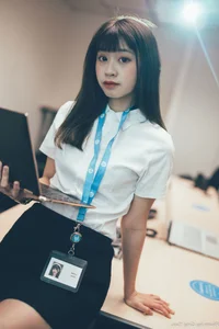 Sophisticated Office Lady Fashion: Ruoying in Elegant White Blouse, Black Pencil Skirt, and Sheer Stockings for a Professional Corporate Look-32