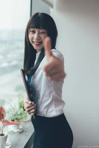 Sophisticated Office Lady Fashion: Ruoying in Elegant White Blouse, Black Pencil Skirt, and Sheer Stockings for a Professional Corporate Look-10