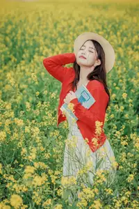 Gentle Beauty: A Girl in a Vibrant Rapeseed Flower Field, Spring Serenity-12