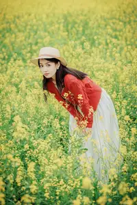 Gentle Beauty: A Girl in a Vibrant Rapeseed Flower Field, Spring Serenity-10