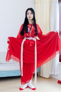 Chinese Model Rongrong No.2328: Elegant Hanfu in Radiant Red Traditional Attire-30