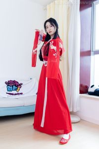 Chinese Model Rongrong No.2328: Elegant Hanfu in Radiant Red Traditional Attire-14
