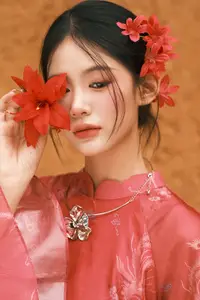 Graceful Ao Dai: Traditional Vietnamese Beauty Adorned with Fresh Flowers-10