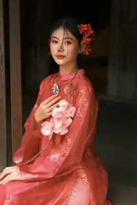 Graceful Ao Dai: Traditional Vietnamese Beauty Adorned with Fresh Flowers-1
