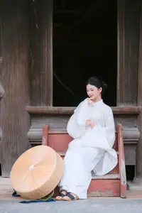 Pure Beauty: Girl in White with Orchids - Grace and Serenity of East Asian Charm-5