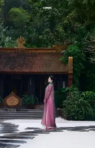 Graceful East Asian Beauty: Traditional Charm in a Lush Green Garden-18