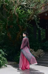 Graceful East Asian Beauty: Traditional Charm in a Lush Green Garden-11