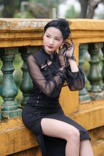 Elegant Girl in Black Dress | Classic Style Portrait HD-4