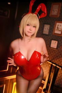 Captivating Red Bunny Girl Cosplay by Xiao Rong Zi Gu Gu Gu W-8