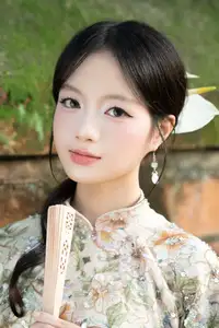 East Asian Traditional Beauty: Gentle Young Woman in Ao Dai with Elegant Wooden Fan-0