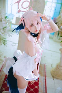 Pure Elegance: Coser RiNaiJiao as Koharu Shimoe in Blue Archive Wedding Dress (27P)-0
