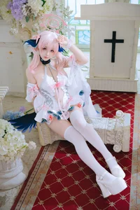 Pure Elegance: Coser RiNaiJiao as Koharu Shimoe in Blue Archive Wedding Dress (27P)-5