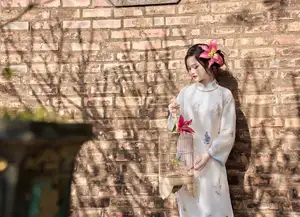 Graceful Vietnamese Ao Dai Beauty in Ancient Architecture-5