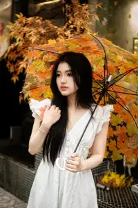 VGU No.169: Discovering Serene Autumn Charm with an Asian Beauty and Golden Chrysanthemums.-9
