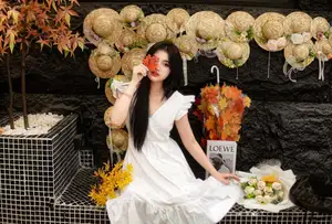 VGU No.169: Discovering Serene Autumn Charm with an Asian Beauty and Golden Chrysanthemums.-4