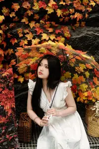 VGU No.169: Discovering Serene Autumn Charm with an Asian Beauty and Golden Chrysanthemums.-8