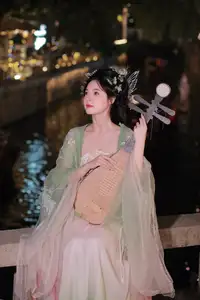 VGU No.175: Ethereal Asian Beauty In Traditional Attire Amidst A Dazzling Nightscape Of Lights-8