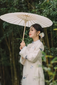 XVG No.29: Graceful Ao Dai - Unveiling the Serene Beauty of a Vietnamese Woman with Golden Blooms.-9