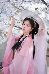 Aesthetic Pink Cherry Blossom Portraits: Art Language Vol.9138 Featuring Model A Ji Yuan Zi – Stunning Spring Photography Collection-14