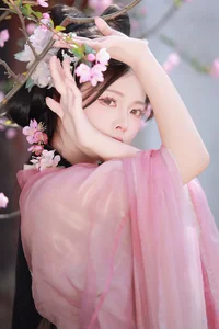 Aesthetic Pink Cherry Blossom Portraits: Art Language Vol.9138 Featuring Model A Ji Yuan Zi – Stunning Spring Photography Collection-7