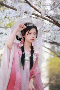 Aesthetic Pink Cherry Blossom Portraits: Art Language Vol.9138 Featuring Model A Ji Yuan Zi – Stunning Spring Photography Collection-3