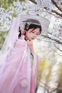 Aesthetic Pink Cherry Blossom Portraits: Art Language Vol.9138 Featuring Model A Ji Yuan Zi – Stunning Spring Photography Collection-13