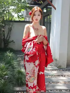 Jin Yun Xi Yuki: Enchanting Beauty in a Fiery Red Kimono, Captivating Every Gaze - XiuRen No.10683-8