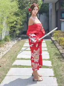 Jin Yun Xi Yuki: Enchanting Beauty in a Fiery Red Kimono, Captivating Every Gaze - XiuRen No.10683-20