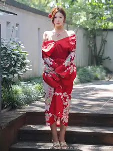 Jin Yun Xi Yuki: Enchanting Beauty in a Fiery Red Kimono, Captivating Every Gaze - XiuRen No.10683-0