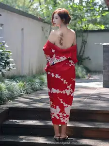 Jin Yun Xi Yuki: Enchanting Beauty in a Fiery Red Kimono, Captivating Every Gaze - XiuRen No.10683-22