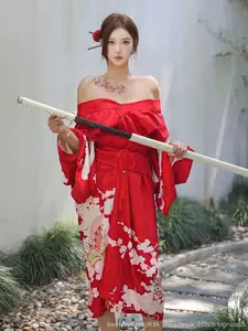 Jin Yun Xi Yuki: Enchanting Beauty in a Fiery Red Kimono, Captivating Every Gaze - XiuRen No.10683-14