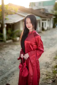 Elegant Vietnamese Beauty in Red Ao Dai: A Glimpse into Traditional Grace-16