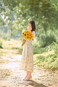Charming Beauty with Sunflowers in a Natural Landscape-12