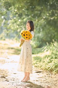 Charming Beauty with Sunflowers in a Natural Landscape-13