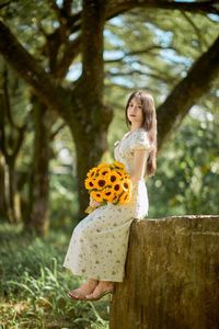 Charming Beauty with Sunflowers in a Natural Landscape-22