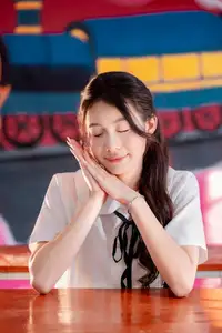 Gentle Moment Serene Girl Lost in Pink Dreamy Relaxation-2