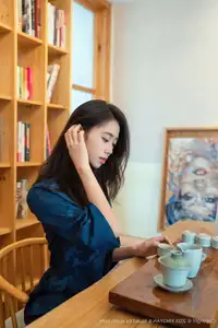 XingYan Star Face Vol.390 Shi An An: Alluring Eastern Charm in Mysterious Blue Cheongsam-7