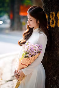 VGU No.103: Graceful Vietnamese Girl in Ao Dai Amidst Autumn Flowers-2