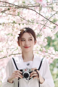 Spring Muse: Pure Elegance in JK Uniform Amidst Blossoms-1