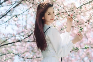Spring Muse: Pure Elegance in JK Uniform Amidst Blossoms-0