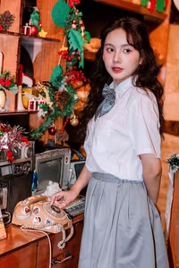 VGU No.142: Captivating Female Student in Uniform Captures Youthful Serenity-11