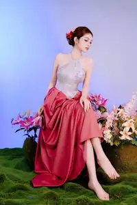 Elegant Beauty: Graceful Vietnamese Young Woman in Modern Attire with Lilies-2