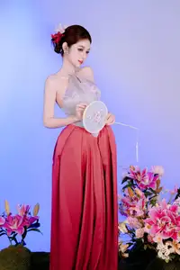 Elegant Beauty: Graceful Vietnamese Young Woman in Modern Attire with Lilies-20