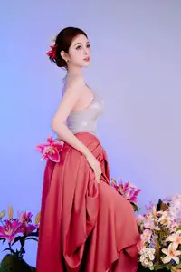 Elegant Beauty: Graceful Vietnamese Young Woman in Modern Attire with Lilies-9
