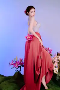 Elegant Beauty: Graceful Vietnamese Young Woman in Modern Attire with Lilies-10
